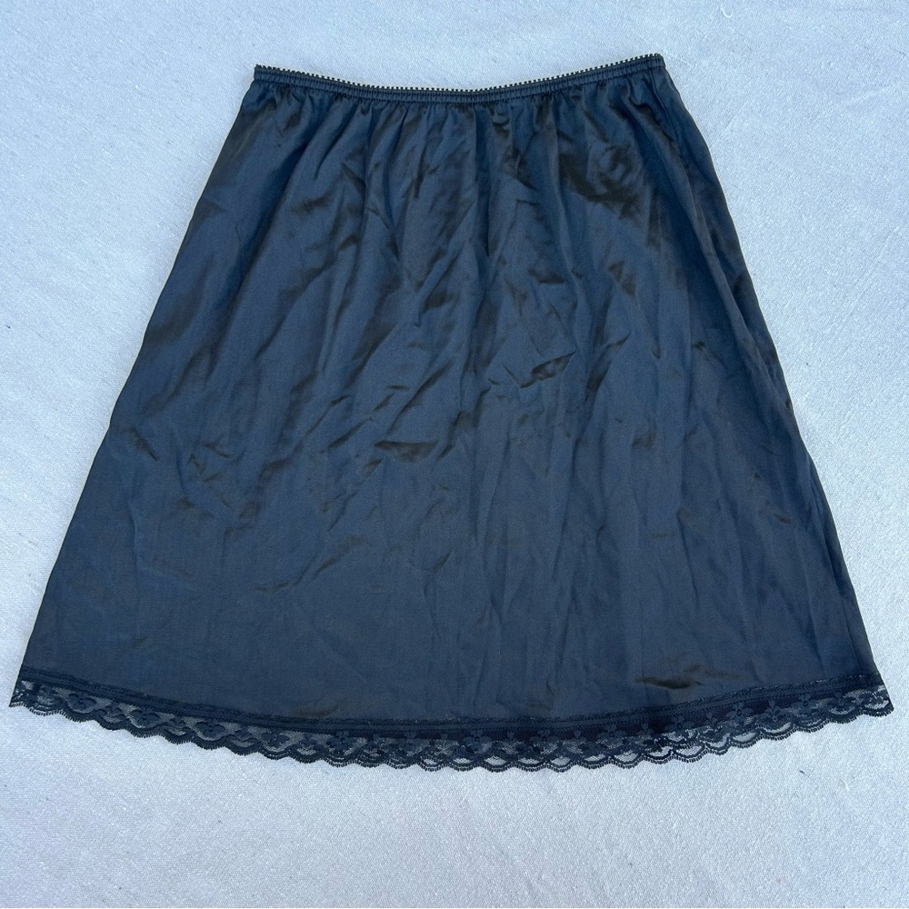 Vintage Warners Black Lace Mini Slip Skirt, Y2K Romantic Grunge 90s Fairy Goth